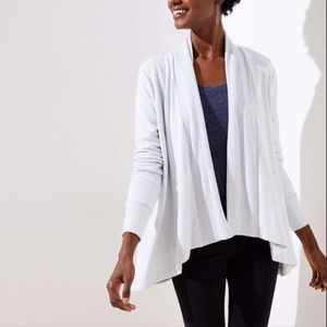 LOFT Ribbed Open Cardigan Super Soft Light Grey XL